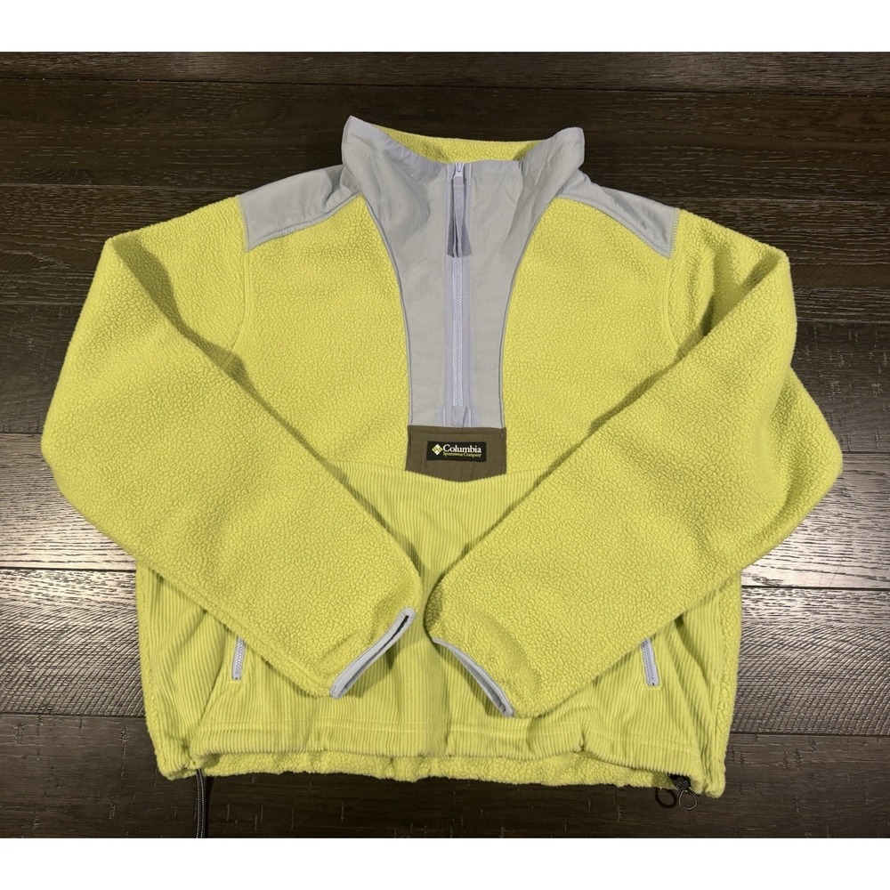 Columbia Riptide Fleece Jacket XL Green Lime Retro Outdoor Quarter Zip 90s Y2K